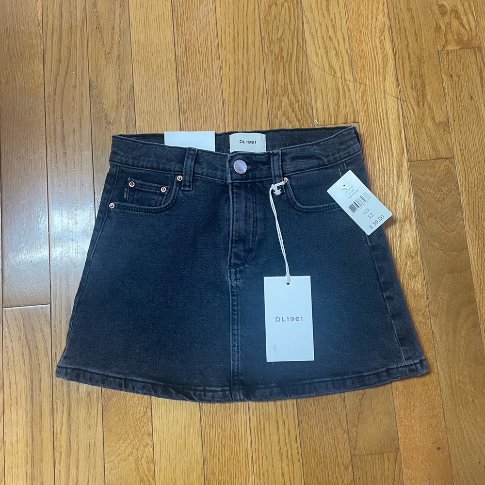 DL1961 black Denim Mini Skirt girls size 12 NWT - Picture 1 of 9